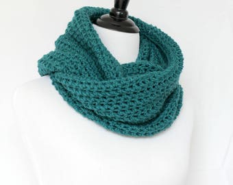 Infinity scarf, crochet cowl, large cowl, loop scarf, infinity loop, crochet scarf, teal cowl
