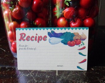 Recipe Cards with Vegetables, 50 Vintage Recipe Cards 5 x 3
