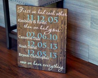 FIRST We Had Each Other - Custom Quote Sign - Important Dates Sign - Poster Size Hand Painted Wood 16 x 20