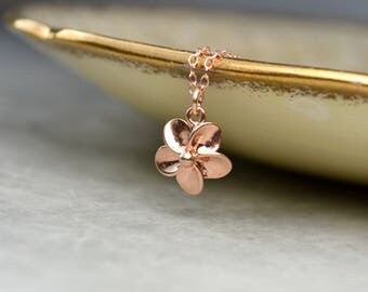 Rose Gold Flower Necklace, Flower Pendant Necklace, Best Selling Items Dainty Rose Gold Necklace, Bridal Jewelry, Gift for Her, Wife Gift