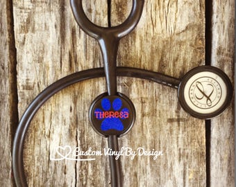 Stethoscope ID Tag, Vet Tech, Vet Tech Gift, Veterinarian, Stethoscope Name Tag, Nursing Graduation Gift, Monogram, Vet Tech Bag