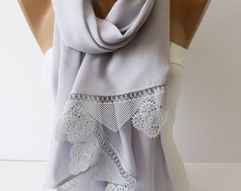 NEW Light Lilac Lace Scarf Shawl Scarf Lace Scarf Winter Spring Christmas gift Fashion Women Accessories ForHer DIDUCI