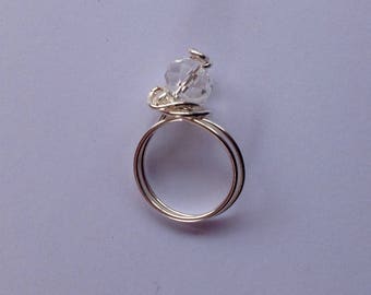 Wire Wrapped Crystal Ring, Statement Crystal Ring, Crystal Ring, Silver Wire Ring, Wire Wrapped Ring.