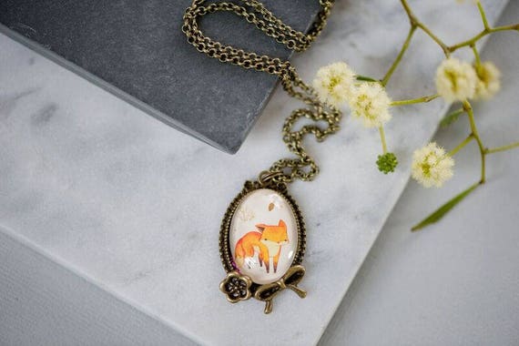 FREE SHIPPING - Bronze or Silver Vintage Fox Pendant Necklace - Antique Inspired Gift for Women Woman