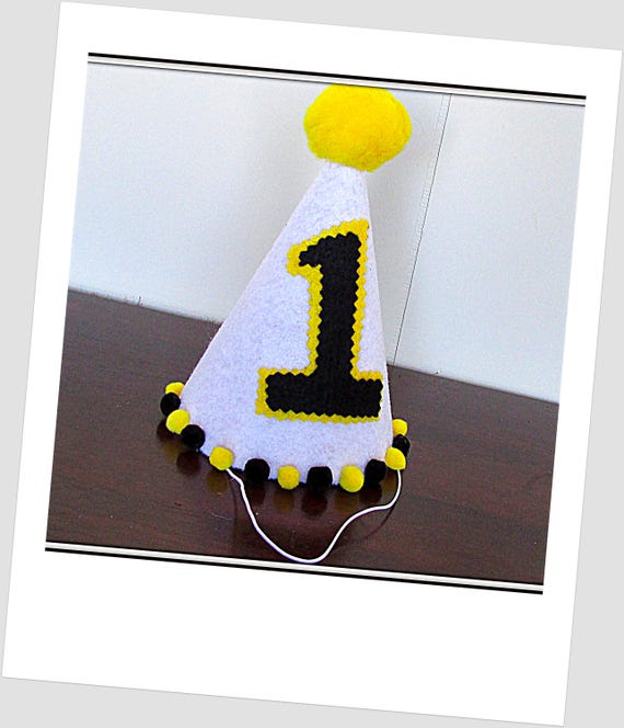 Black & Yellow Party Hat, First Birthday Party Hat, Black and Yellow First Birthday, Football Birthday, Pirates Baseball, Sports Birthday Il_570xn