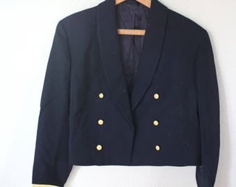 vintage navy blue gold military blazer jacket