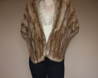 Gorgeous Blonde Mix MINK Fur Stole Capelet