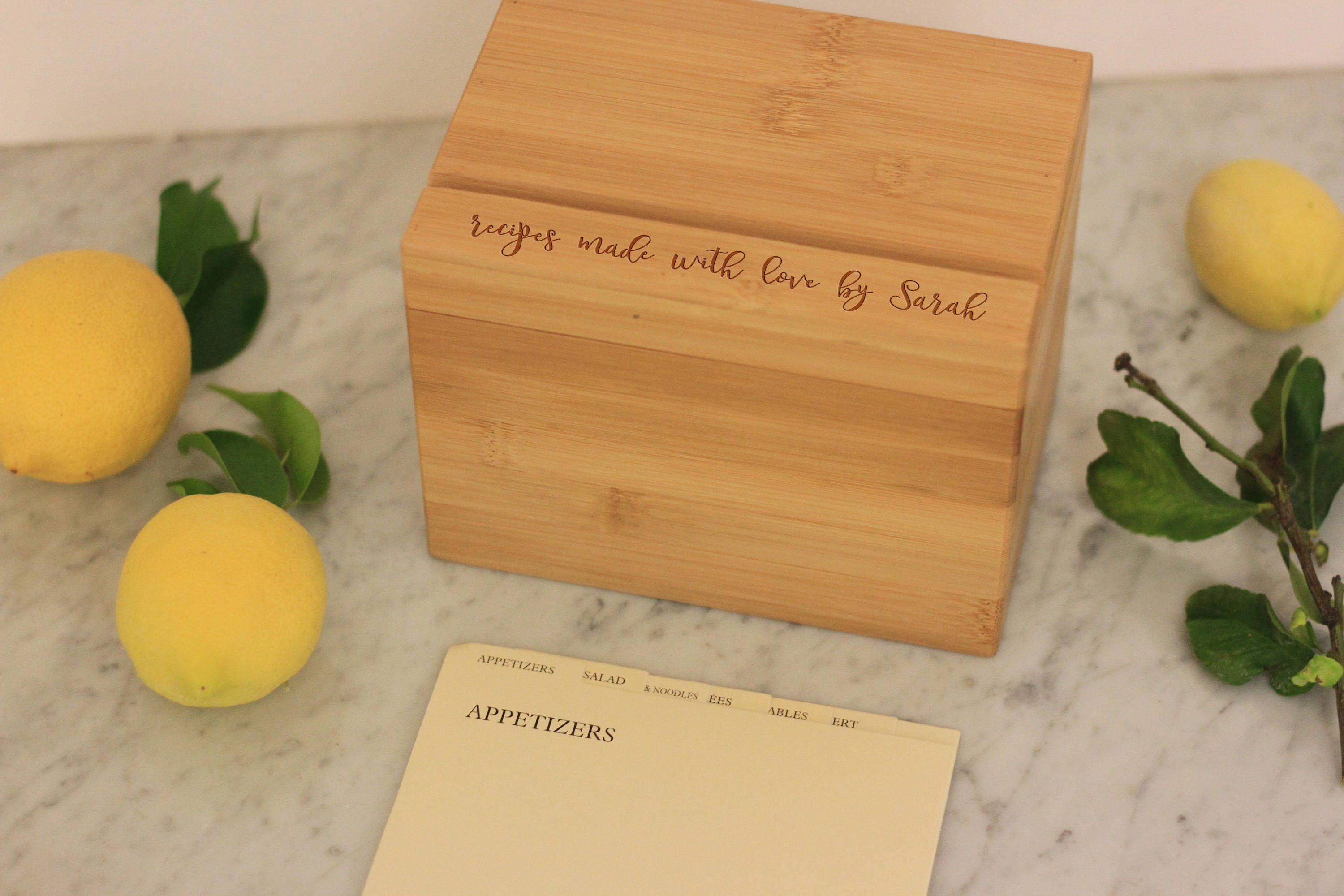 Custom Recipe Box & Dividers Recipe Box Cards Monogram