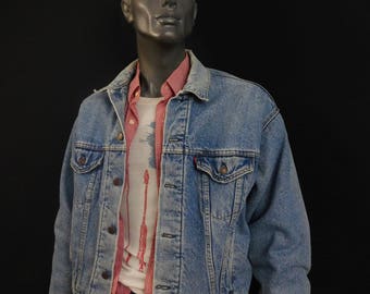Denim Jacket Vintage Levis Trucker Flannel Lined 1970s Denim Jacket