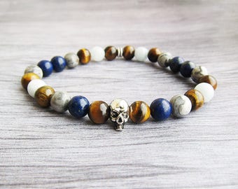 Gift|for|men gift bracelet Skull bracelet Mens bracelet for men Adjustable bracelet Gemstone bracelet  bracelet Cool bracelet for him