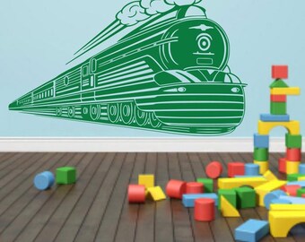 Tren pared calcomanía tren vivero etiqueta tren etiqueta transporte niños tren decoración tren etiqueta tren pista etiqueta tren pared etiqueta engomada del vinilo