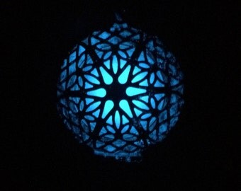 Aqua Glowing Necklace - Glow in the Dark Jewelry - Glowing Locket -Gifts for Her
