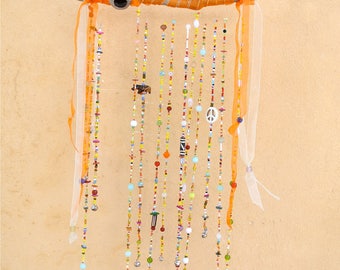 Colorful Windchime, Beaded Windchime, Suncatcher, Bohemian Decoration, Garden Decoration, Nursery Wall Art, Driftwood Windchime, Peace