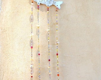 Colorful Windchime, Fish Decoration, Beaded Windchime, Suncatcher, Bohemian Decoration, Garden Decoration, Nursery Wall Art