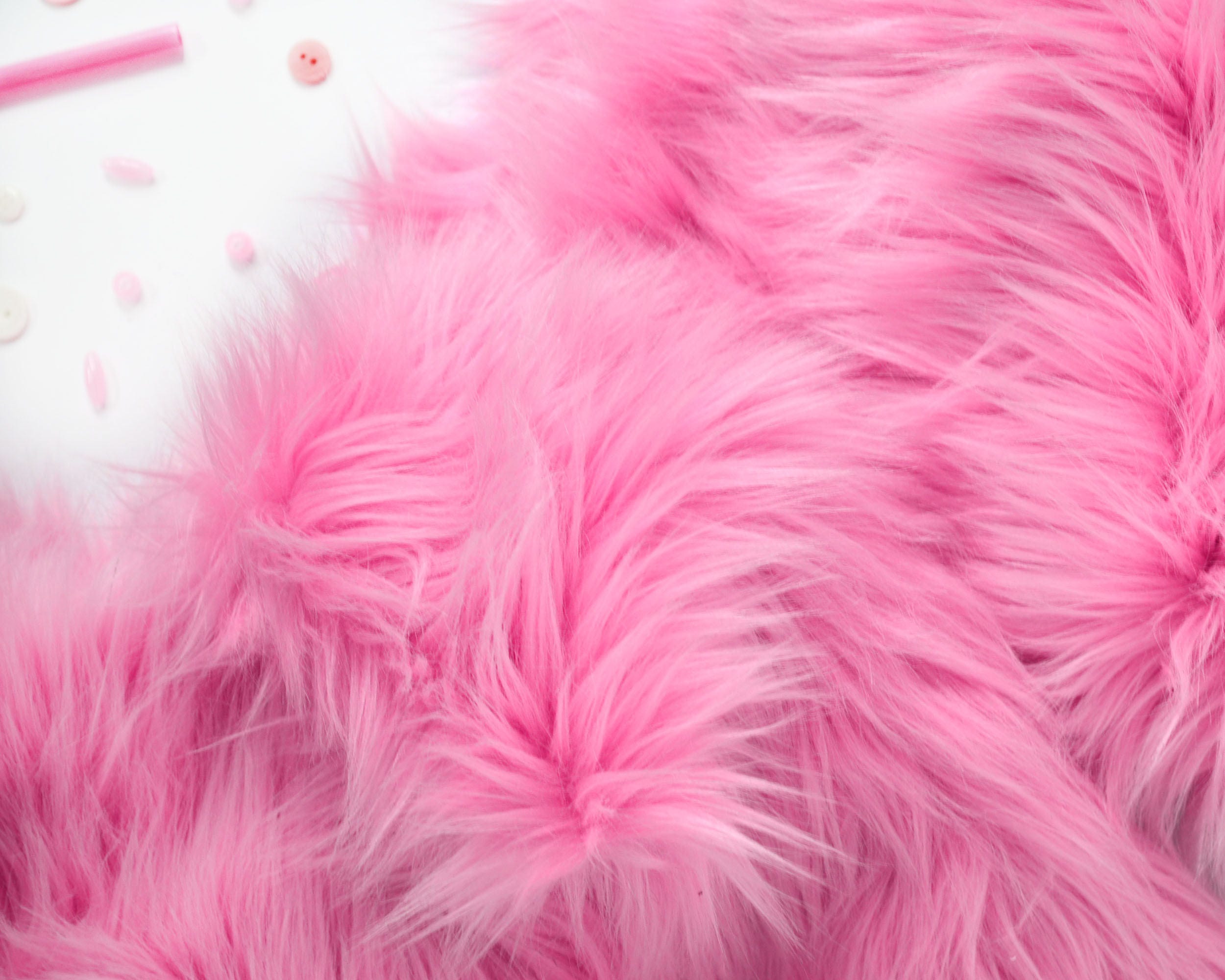 Bubblegum Pink Fur Fabric in Craft Squares Pink Fur Fabric