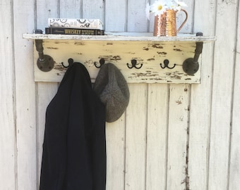 Pipe shelf with hooks | Wall shelf | Entryway pipe shelf | Industrial pipe shelf | Rustic wall shelf | Coat rack