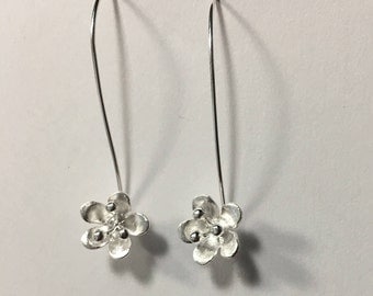 Sterling Silver Matte Flower Earrings