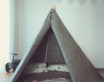 teepee for little boy-teepee play tent-kids teepee-playhouses-play tents-teepee for kids-grey teepee-wigwam-play tenst-teepee for kids-tipi