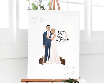 Wedding Guest Book Alternative Paper or Canvas with Portrait for Fun Wedding Guest Book Alternative Sign in Board by Miss Design Berry