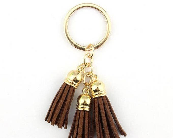 Chocolate Brown Tassel keychain, clip on tassel, clip on bag charm, tassel charm with lobster clasp, swivel tassel keychain 3 piece tassel