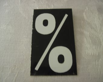 Vintage Sign Board Percent 2 1/2 Inches By 1 1/2 Inches