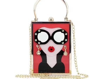 Red fashion glasses with beauty box