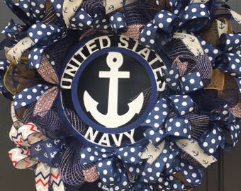 US Navy Wreath,Navy Gift, PatrioticWreath, Military Wreath,Naval Wreath,Navy Wreath