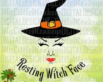 Witch SVG, Witch Face, Resting Witch Face SVG, Halloween svg, Halloween Shirt Design, Commercial Use SVG, Clip Art, Cut File, png, eps, dxf