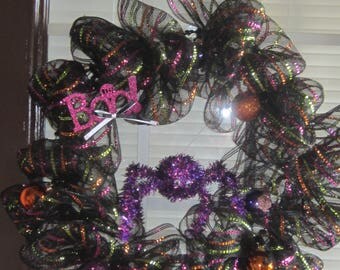 Halloween Wreath, Halloween Decor, Halloween Wall, Spider Wreath, Halloween Door