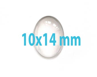 Set of 10 transparent cabochons 10 x 14 mm