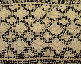 Vintage crochet tablecloth-beautiful old tablecloth-large white antique crochet tablecloth-rectangle tablecloth 78" x 58" -crochet flowers