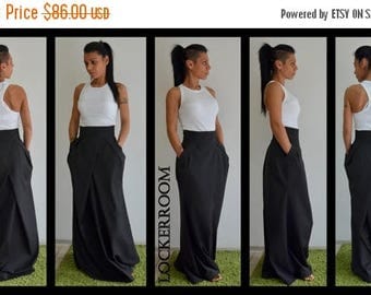 ON SALE Spring long skirt / Maxi skirt / High waist maxi skirt / Black cotton long skirt