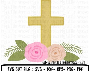 50% off - Floral cross svg - easter svg - christian svg - cross svg - SVG, DXF, EPS, png Files for Cutting Machines Cameo or Cricut - religi