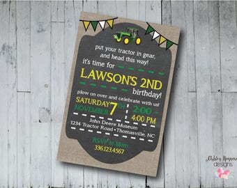 Tractor Birthday Invitation, John Deere Birthday Invitation, Digital Invitation, Printable Invitation
