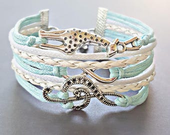 Giraffe Bracelet, Treble Clef Bracelet, Giraffe Jewelry, Giraffe Gift, Music Note Bracelet, Gift for Her, Animal Bracelet, Infinity Bracelet