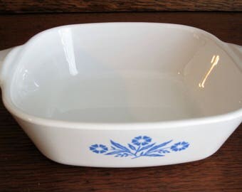 Vintage Corning Ware Casserole Dish Blue Cornflower 1 3/4 Cup