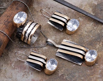 Artisan silver stripe set