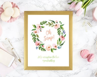 Wedding Hashtag Sign, Printable Hashtag Sign, Peach Wedding Sign, Hashtag Printable, Wedding Hashtag, WTCW