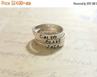 Hand Stamped Jewelry - Sterling Silver Stacking Ring, Mother Ring, Name Ring, Personalized Ring, Gift for Her, Stackable Name Ring