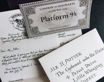 Hogwarts Acceptance Letter/Platform 9 3/4 Ticket/ Free US Shipping