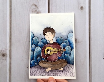 songs in the garden - original watercolor art