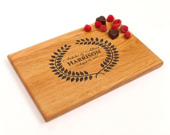 Wedding Cutting Board Personalized Wreath Cutting Board Gift for Couple board Monogram Board Leaf Cutting Board Custom Wedding Gift Board
