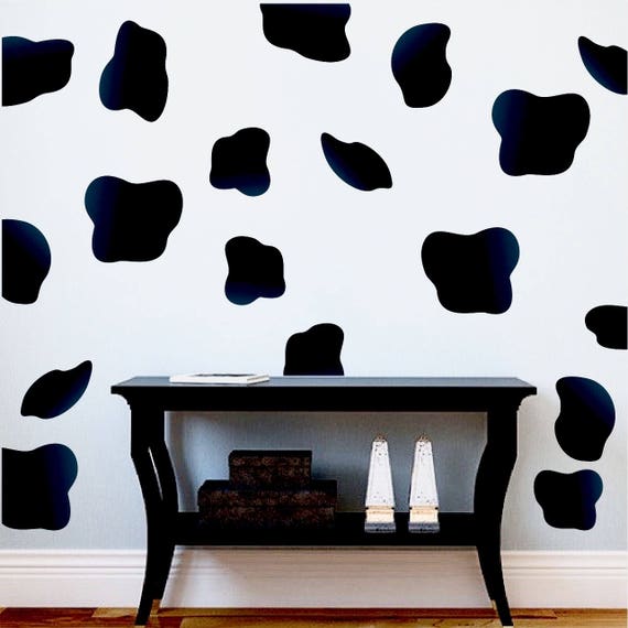 Black Cow Spot Decal Cow Print Wallpaper Cow Skin Peel and