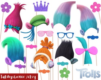 Trolls Photo Booth Props - Trolls Birthday Party - Trolls photobooth props - Trolls party props - instant download