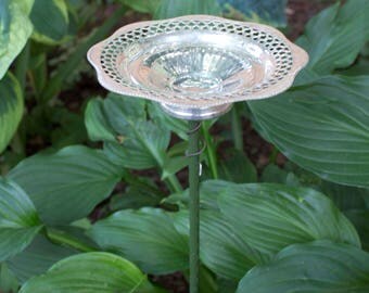 Small Bird Feeder Bird Bath Bee Water Silverplated dish
