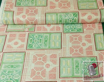 Garden Landscapes, pink, green, Michael Miller Fabrics, DC6507, FQ, half-yard, by the yard, multiple quantity cut in one piece, 100% Cotton