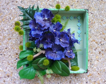 table 3D blue vanda Orchid - purple artificial flowers