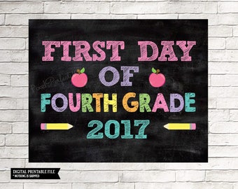First Day of Fourth grade sign, Preschool chalkboard, First day of 4th grade sign, 4th grade Chalkboard, First Day of School sign