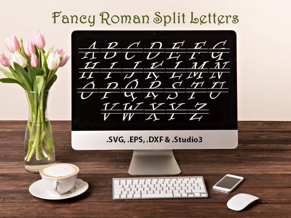 Fancy Roman Split Letters in .SVG .EPS .DXF & .Studio3 formats