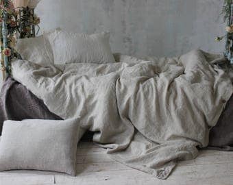 StoneWashed Duvet Cover Set Softened Duvet Cover and 2 Stonewahsed linen pillowcases. Organic 100% Flax Twin XL Queen Full King CalKing